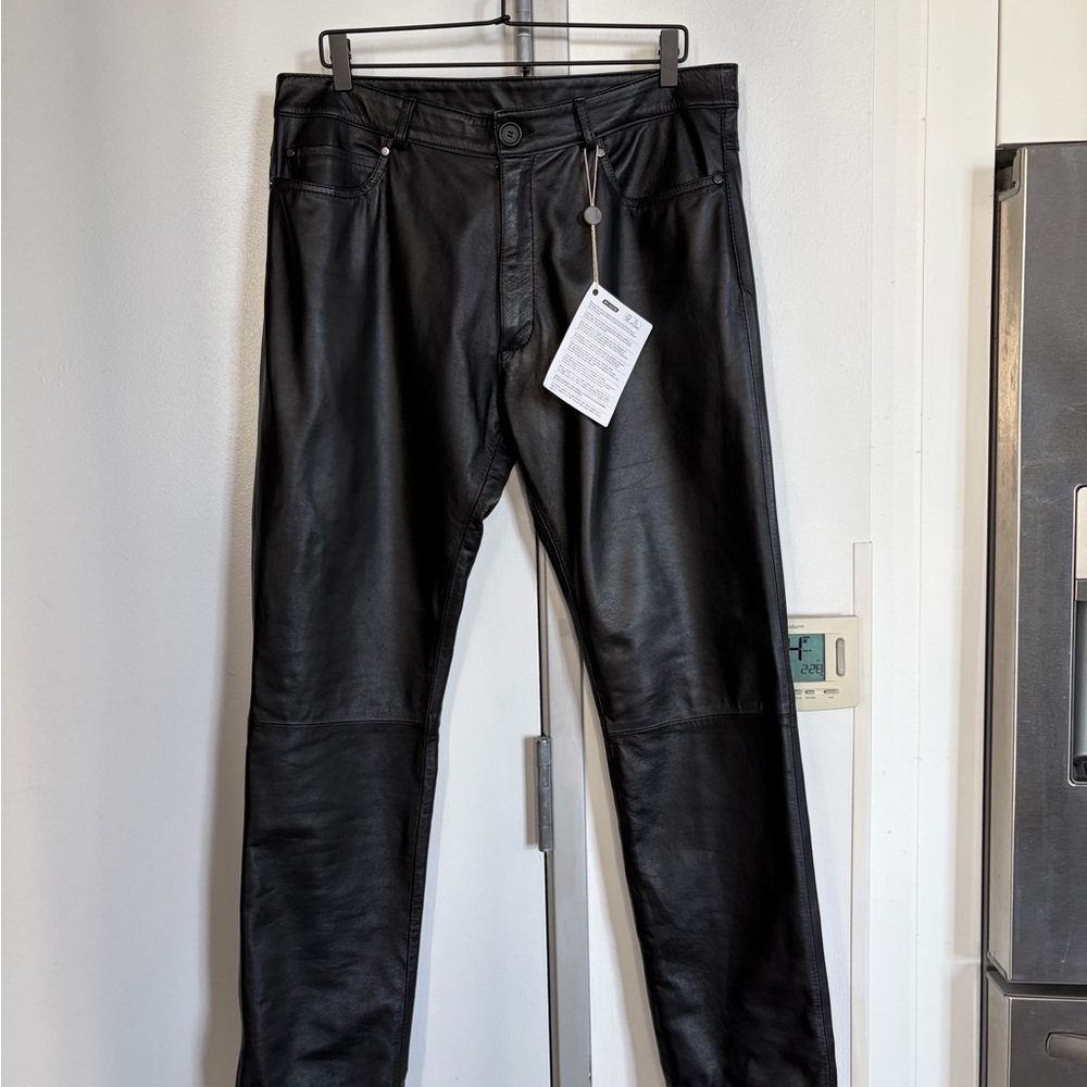 8 by YOOX Lambskin Black Leather Pants COS JIL SANDER Sz 36W/52IT made in ITALY